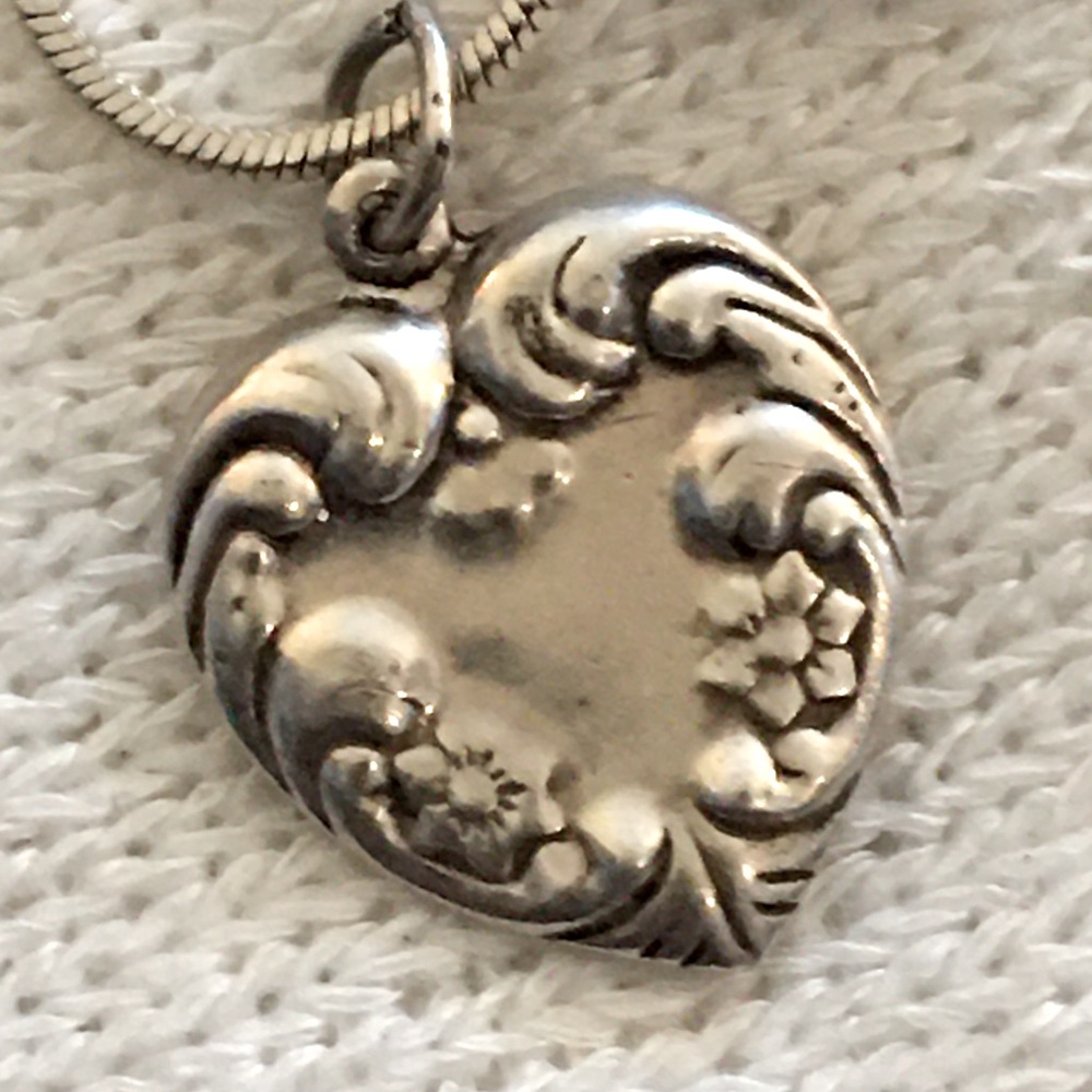 Sterling Silver Vintage Puffed Heart Necklace